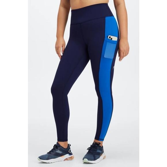Fabletics Pants - Fabletics Blue On-The-Go High Waisted Pocket Color Block Legging NWT
